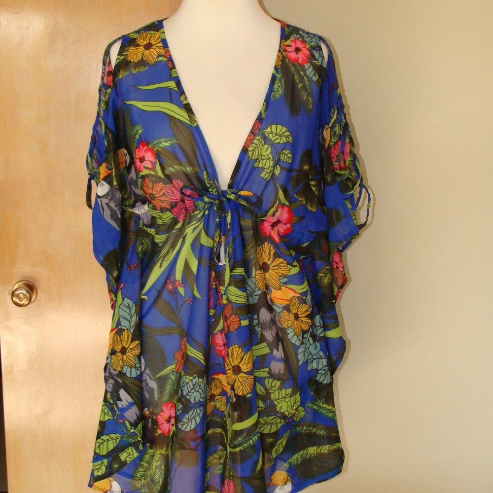 Violet Sky Royal Blue Swim Coverup drawstring Small